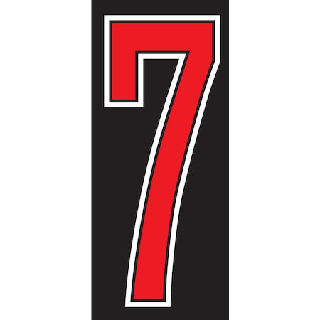 Ez Line 7 1/2" Red, Black & White Adhesive Windshield Numbers: 7 Pk12 103-EZ-7
